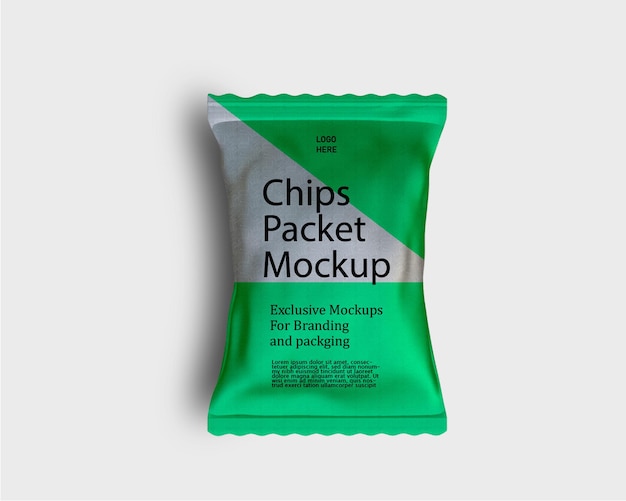 Maquete de pacote de chips 3d brilhante