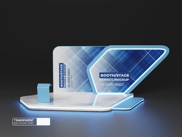 Maquete de palco de cabine de apresentação com fundo transparente