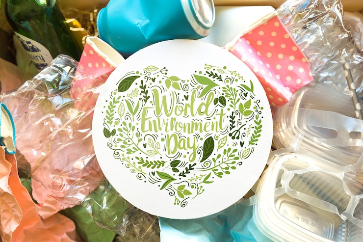 PSD maquete de papel redondo com o conceito de dia mundial do meio ambiente