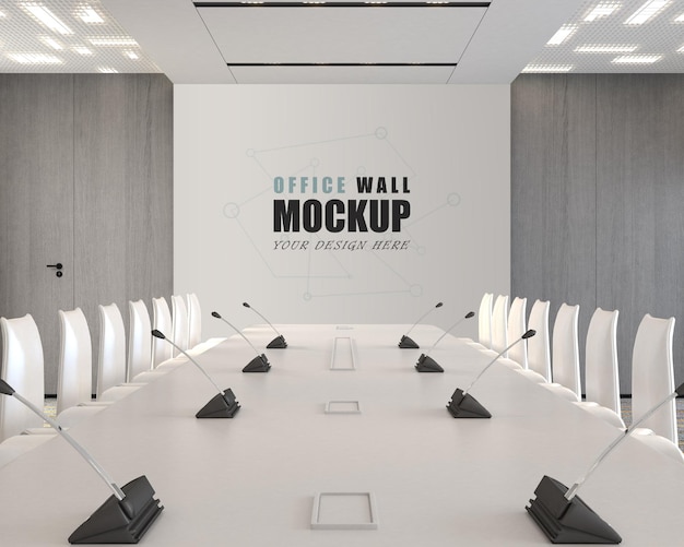 PSD maquete de parede com design moderno de sala de reunião