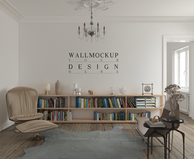 Maquete de parede em sala de estar moderna e contemporânea