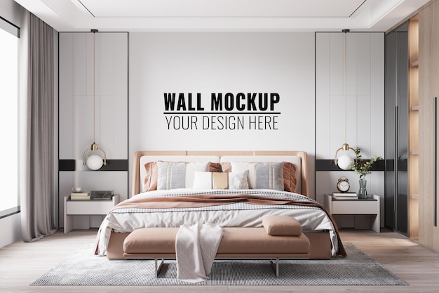 Maquete de parede interna do quarto, renderização em 3D