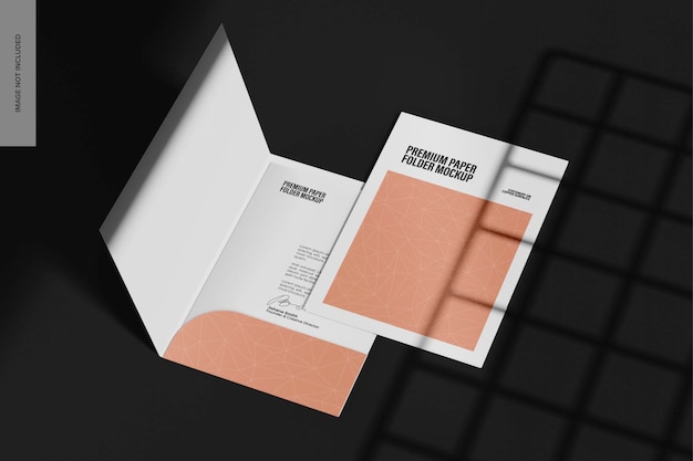Maquete de pastas de papel premium, perspectiva