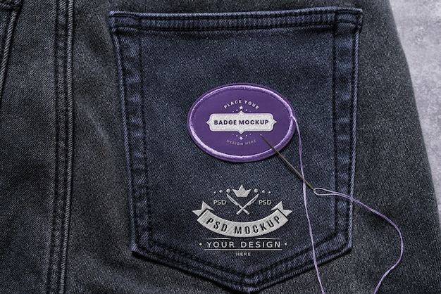 PSD maquete de patch em tecido jeans