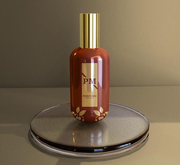 Maquete de perfume com base de vidro