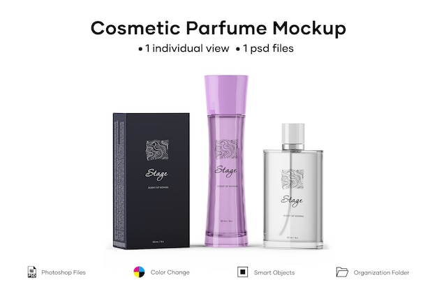 Maquete de perfume cosmético