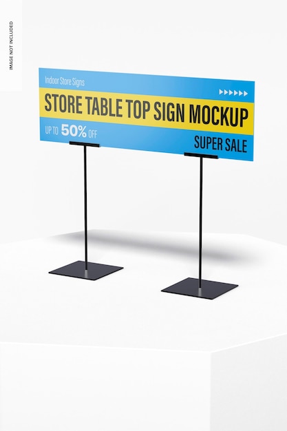 Maquete de placa de mesa de loja, vista direita