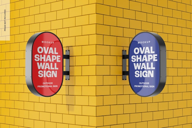 Maquete de placas de parede em formato oval