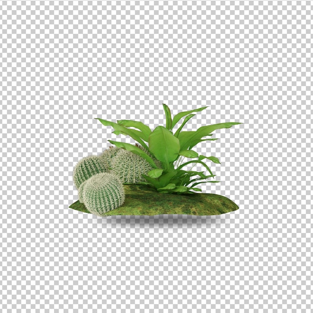 maquete de plantas e árvores tropicais