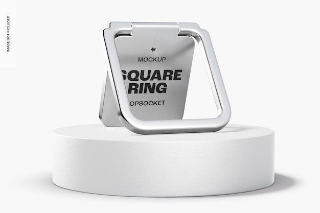Maquete de Popsocket de anel quadrado, no pódio