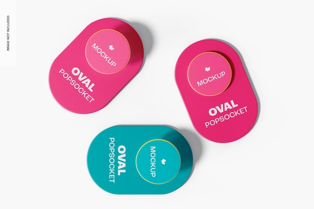 Maquete de popsockets oval, vista superior