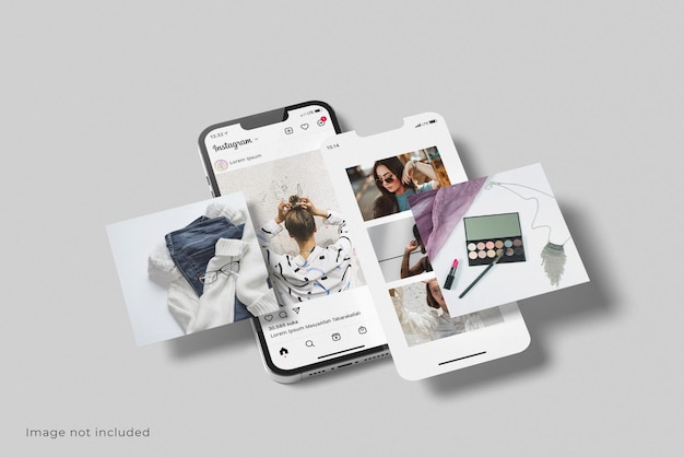 PSD maquete de postagem de smartphone e mídia social