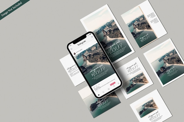 Maquete de postagem do instagram e história do instagram