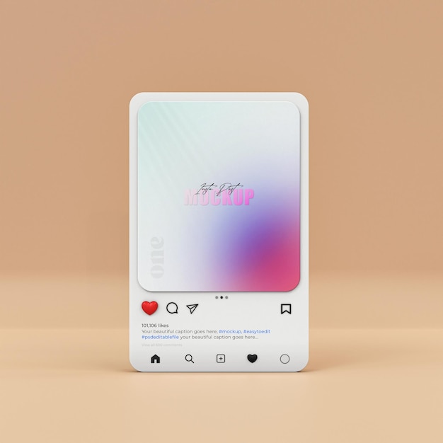 Maquete de postagem do Instagram interface renderizada em 3D