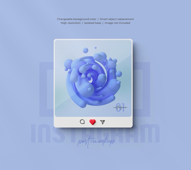 PSD maquete de postagem do instagram renderizada em 3d isolada