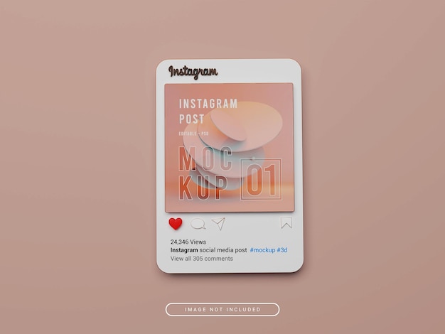 Maquete de postagem do instagram renderizado em 3d