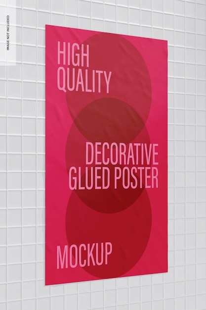 Maquete de pôster decorativo colado, vista esquerda