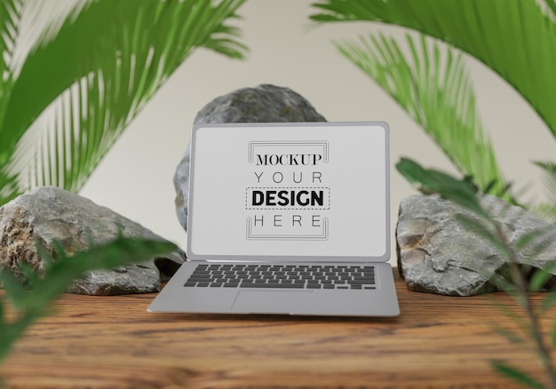 Maquete de PSD de configuração plana de notebook