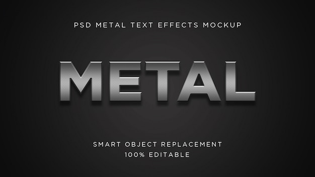 Maquete de psd de efeito de texto em metal 3d