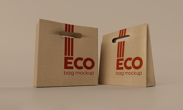 Maquete de psd de sacola de papel para compras ecológicas