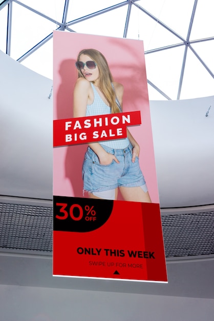 PSD maquete de publicidade de shopping de moda grande venda