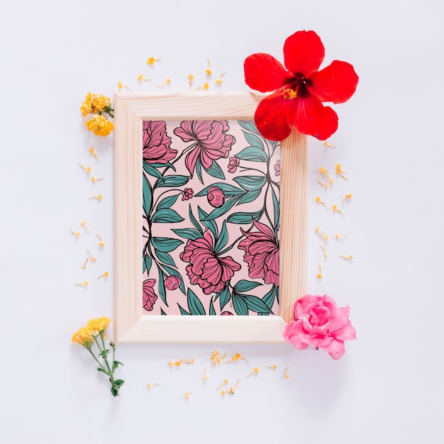 PSD maquete de quadro com decoração floral