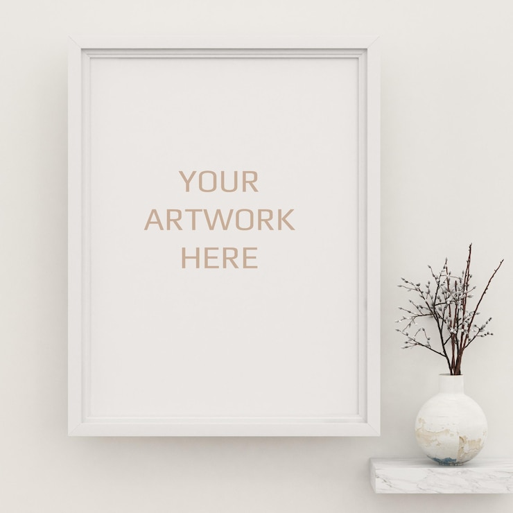 PSD maquete de quadro mínimo com fundo branco