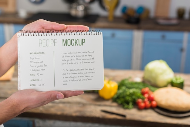 Maquete de receita de comida saudável na cozinha