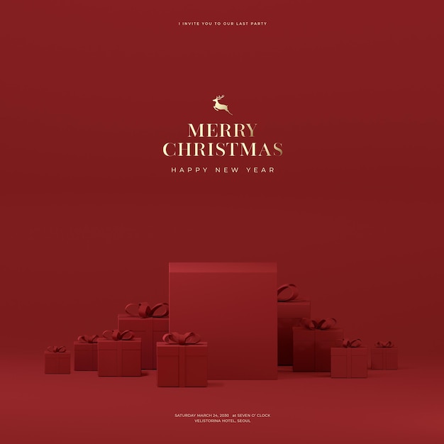 Maquete de renderização de Natal e Ano Novo