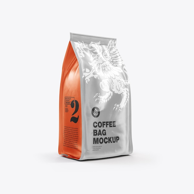 maquete de saco de café de papel metálico