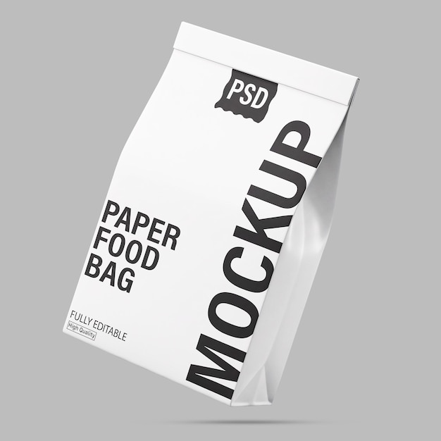 Maquete de saco de comida de papel