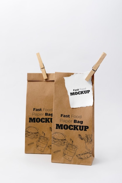 Maquete de saco de papel para fast food