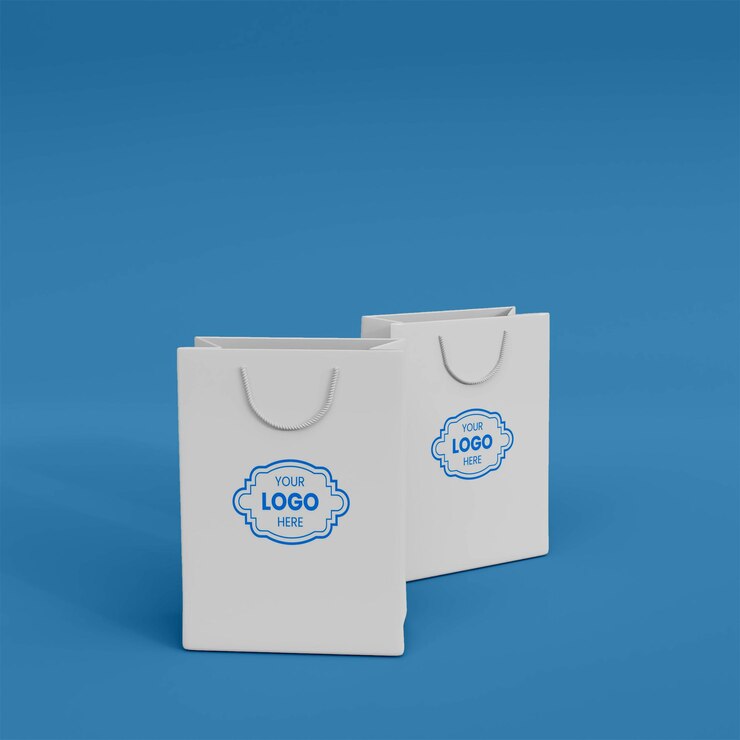 Maquete de sacola de compras com corte de papel