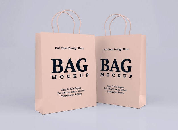 Maquete de sacola de compras em papelão