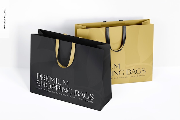 Maquete de sacolas de compras médias de luxo, perspectiva