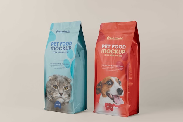 PSD maquete de sacos de comida para cães e gatos