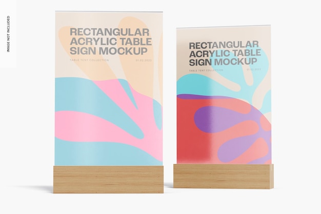 Maquete de sinais de mesa retangular de acrílico, perspectiva