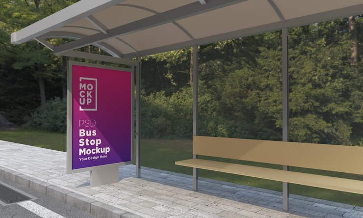 Maquete de Sinal de Barramento de Parada de Ônibus Renderização 3D