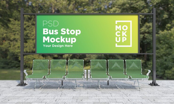 Maquete de Sinal de Barramento de Parada de Ônibus Renderização 3D