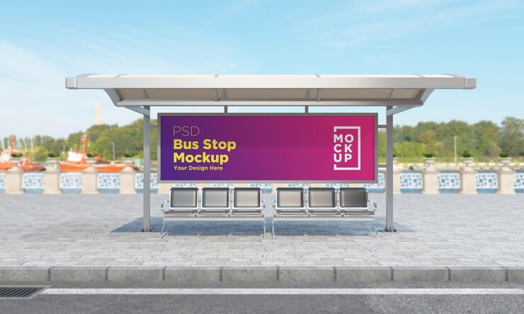 Maquete de Sinal de Barramento de Parada de Ônibus Renderização 3D