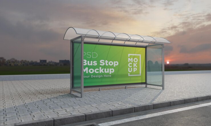 Maquete de Sinal de Barramento de Parada de Ônibus Renderização 3D