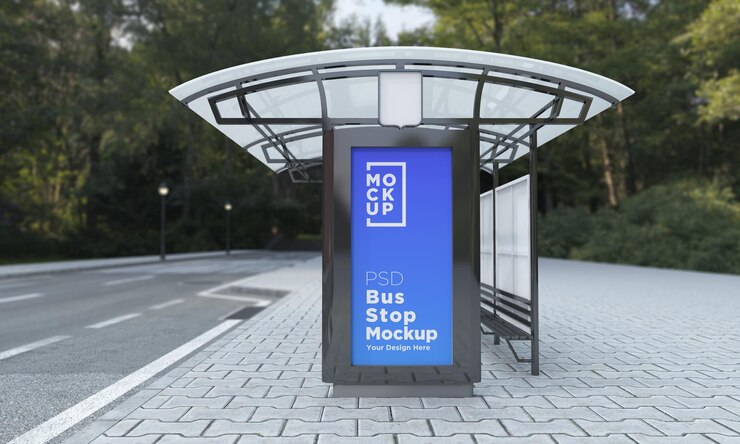 Maquete de Sinal de Barramento de Parada de Ônibus Renderização 3D