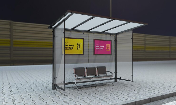 Maquete de Sinal de Barramento de Parada de Ônibus Renderização 3D
