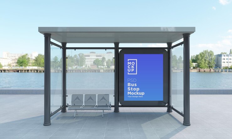 Maquete de Sinal de Barramento de Parada de Ônibus Renderização 3D