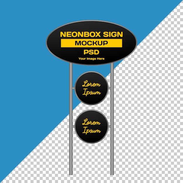 PSD maquete de sinalização de neonbox de trigêmeos
