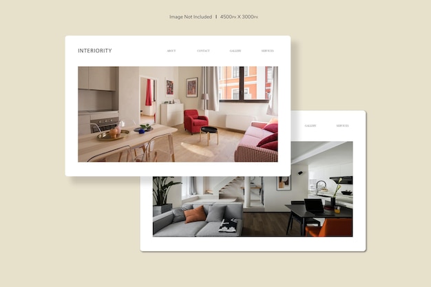 Maquete de site minimalista e moderno na tela do desktop