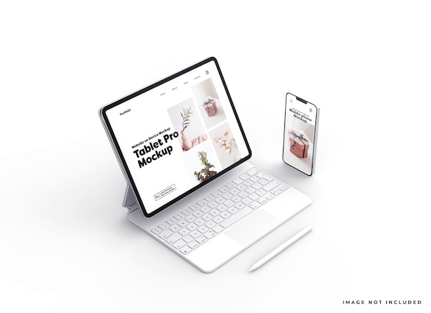 Maquete de site responsivo para tablet Pro e telefone