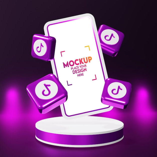 Maquete de smartphone com logotipo do tiktok