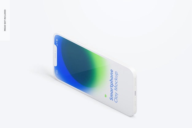 Maquete de smartphone de argila isométrica, vista direita da paisagem