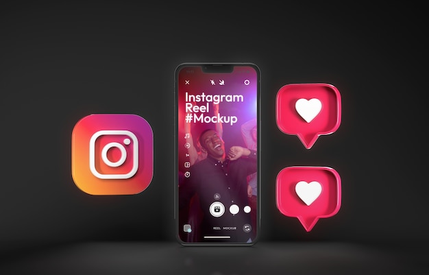 PSD maquete de smartphone de carretel do instagram